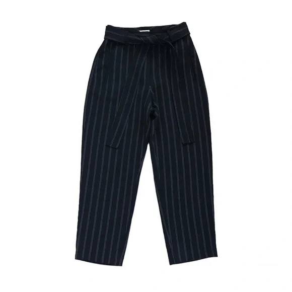 SOLD - Wilfred Aritzia Tie-Front Black Oak Pinstripe Jallade Trouser Pant Size 4 - Picture 4 of 16